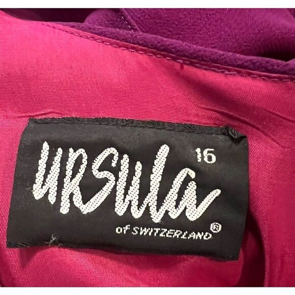 Vintage Ursula of Switzerland Womens Size 16 Raspberry Fancy Dress Twist Front - Picture 7 of 9